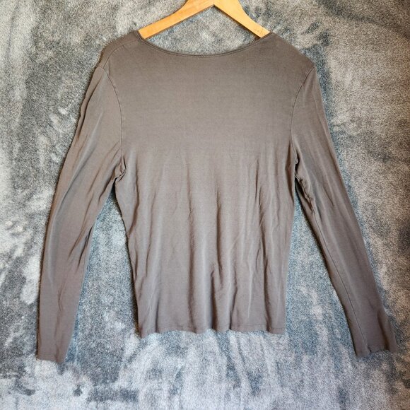 EILEEN FISHER Grey Top Blouse Women's Size Small Long Sleeves Knit Scoop Neck - Picture 7 of 10